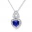 Heart Necklace Lab-Created Sapphires Sterling Silver