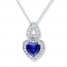 Heart Necklace Lab-Created Sapphires Sterling Silver