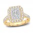 Diamond Engagement Ring 1-1/2 ct tw Emerald/Round-Cut 14K Yellow Gold