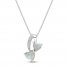Lab-Created Opal & Diamond Heart Necklace Heart/Round-cut Sterling Silver 18"