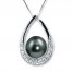 Tahitian Cultured Pearl Necklace White Topaz Sterling Silver