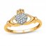 Diamond Claddagh Ring 1/10 ct tw Round-cut 10K Yellow Gold