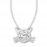 Diamond Solitaire Cat Necklace 1/4 ct Round-cut 10K White Gold