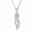 Diamond Necklace 1/8 ct tw Round-cut Sterling Silver