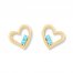 Blue Topaz Heart Earrings 10K Yellow Gold