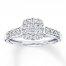 Diamond Ring 1/2 ct tw Princess/Round 10K White Gold