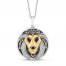 Disney Treasures The Lion King Lion Necklace 1/6 ct tw Black/White Diamonds 10K Yellow Gold Sterling Silver 17"