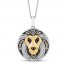 Disney Treasures The Lion King Lion Necklace 1/6 ct tw Black/White Diamonds 10K Yellow Gold Sterling Silver 17"