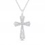 Diamond Cross Necklace 1/3 ct tw Round-cut Sterling Silver 18"