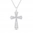 Diamond Cross Necklace 1/3 ct tw Round-cut Sterling Silver 18"