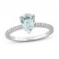 Aquamarine Engagement Ring 1/8 ct tw Diamonds 14K White Gold