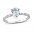 Aquamarine Engagement Ring 1/8 ct tw Diamonds 14K White Gold