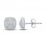 Diamond Earrings 1/3 ct tw Round/Baguette 10K White Gold