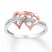 Diamond Heart Ring 1/10 cttw Round-cut Sterling Silver/10K Gold