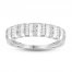 Diamond Anniversary Ring 1/2 ct tw Round/Baguette 14K White Gold