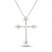 Cultured Pearl & White Lab-Created Cross Necklace Sterling Silver 18"