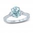 Aquamarine Engagement Ring 1/3 ct tw Diamonds 14K White Gold