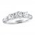 Three-Stone Leo Diamond Engagement Ring 1-1/8 ct tw Round-cut 14K White Gold