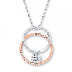 Diamond Circles Necklace 1/4 ct tw Round-cut 10K Two-Tone Gold