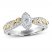 Adrianna Papell Diamond Engagement Ring 5/8 ct tw Marquise/Round 14K Two-Tone Gold