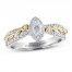 Adrianna Papell Diamond Engagement Ring 5/8 ct tw Marquise/Round 14K Two-Tone Gold