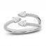 Diamond Three-Stone Cuff Ring 1/3 ct tw Pear & Round-cut 10K White Gold