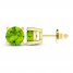 Peridot Solitaire Earrings 10K Yellow Gold