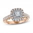 Adrianna Papell Diamond Engagement Ring 7/8 ct tw Princess/Round 14K Two-Tone Gold