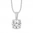 Diamond Solitaire Necklace 1/4 ct tw Round-cut 14K White Gold 18"