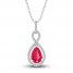 Lab-Created Ruby & White Lab-Created Sapphire Necklace Sterling Silver 18"