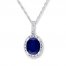 Sapphire Necklace 1/4 ct tw Diamonds 14K White Gold