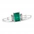 Emerald Ring 1/5 ct tw Diamonds 10K White Gold