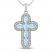 Aquamarine & White Lab-Created Sapphire Cross Necklace Sterling Silver 18"