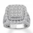 Diamond Engagement Ring 3 ct tw Princess/Round 14K White Gold