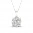 Diamond Halo Necklace 1 ct tw Round-Cut 10K