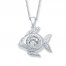 Unstoppable Love 1/10 ct tw Necklace Sterling Silver Fish