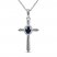 Blue Sapphire & Diamond Cross Necklace 1/20 ct tw 10K White Gold 18"