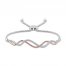 Diamond Bolo Bracelet 1/5 ct tw Sterling Silver/10K Rose Gold