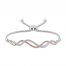 Diamond Bolo Bracelet 1/5 ct tw Sterling Silver/10K Rose Gold