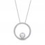 Cultured Pearl & White Lab-Created Sapphire Circle Necklace Sterling Silver 18"