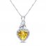 Citrine Heart Necklace 1/20 ct tw Diamonds Sterling Silver