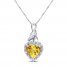 Citrine Heart Necklace 1/20 ct tw Diamonds Sterling Silver