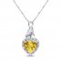 Citrine Heart Necklace 1/20 ct tw Diamonds Sterling Silver