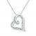 Diamond Heart Necklace 1/6 ct tw Round/Baguette Sterling Silver