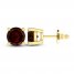 Garnet Solitaire Earrings 10K Yellow Gold