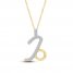 Diamond Capricorn Necklace 1/10 ct tw Round-cut 10K Yellow Gold 18"