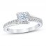 Diamond Engagement Ring 3/4 ct tw Princess/Round 14K White Gold