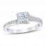 Diamond Engagement Ring 3/4 ct tw Princess/Round 14K White Gold