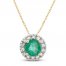 Certified Emerald & Diamond Necklace 1/15 ct tw 14K Yellow Gold 18"