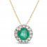 Certified Emerald & Diamond Necklace 1/15 ct tw 14K Yellow Gold 18"